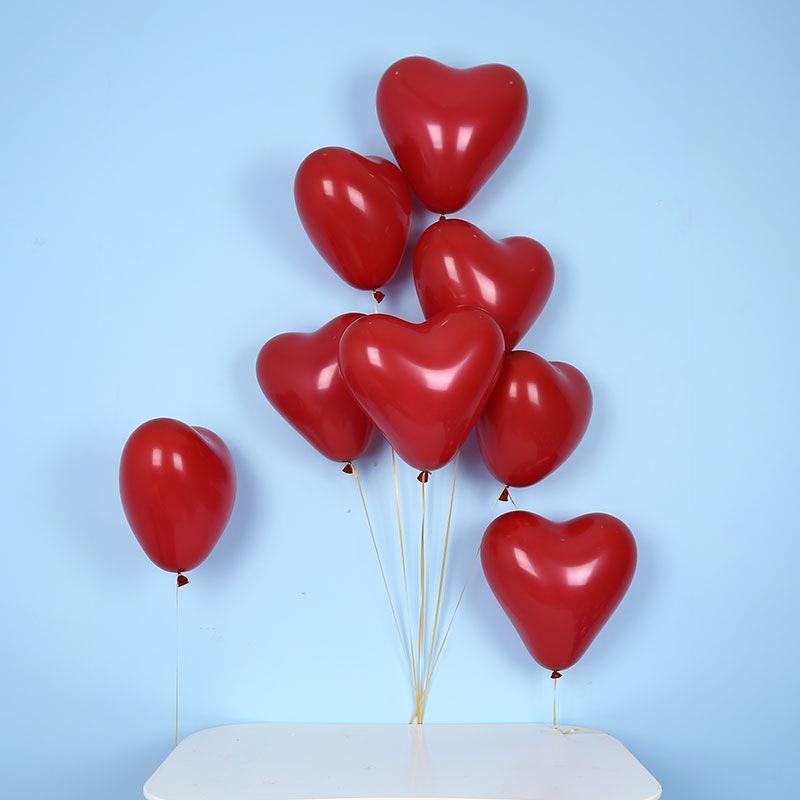 10寸双层爱心石榴红气球心形气球结婚用品大全套装婚礼装饰
