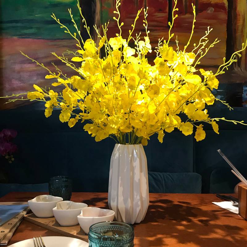 蝴蝶兰 餐桌上的装饰花 仿真假花客厅花瓶插花摆件饰品防真迎春花