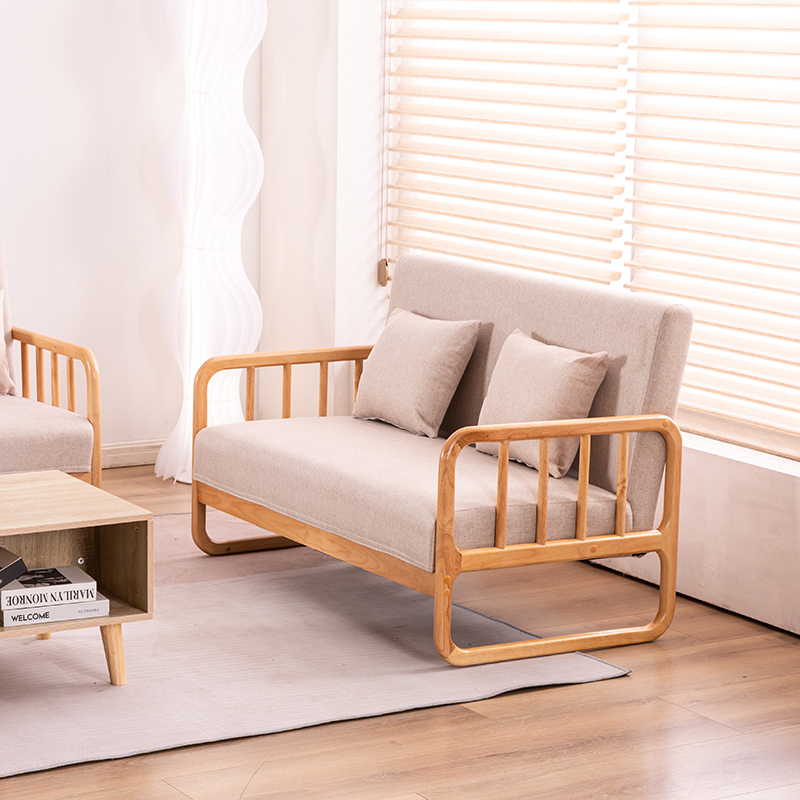 阳台日式实木沙发小户型现代简约单K人双人三人原木风小沙发