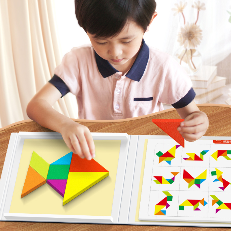 磁力七巧板智力拼图小学生3到6岁性儿童磁性幼儿园益智玩具吸专用