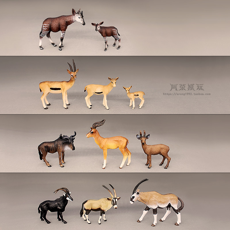认知仿真野生动物小模型 瞪羚羊角马霍加狓小鹿摆件益智玩具礼物