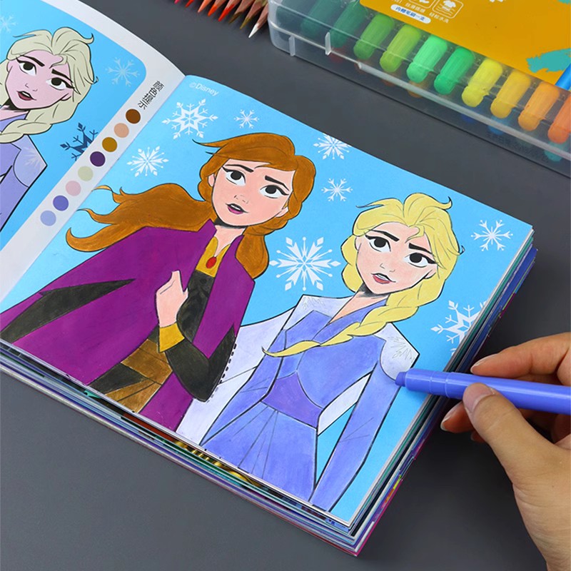 爱莎公主涂色绘本填色本3-6岁女孩儿童画画本绘画册书冰雪奇缘2