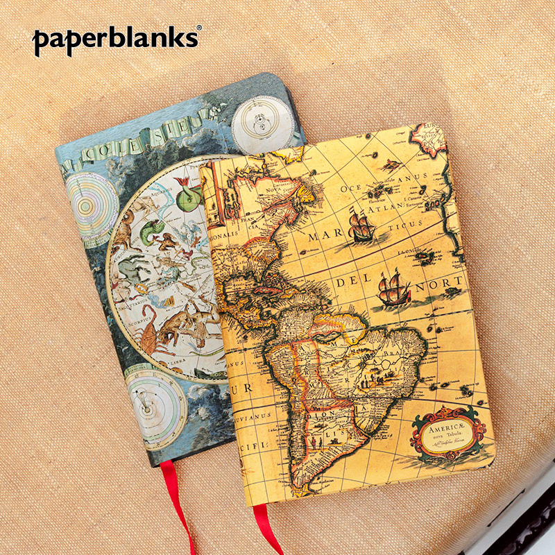 paperblanks佩兰克笔记本本子记事本早期绘图系列平面星图西半球地图地理欧式复古高档进口小学生文具送礼物