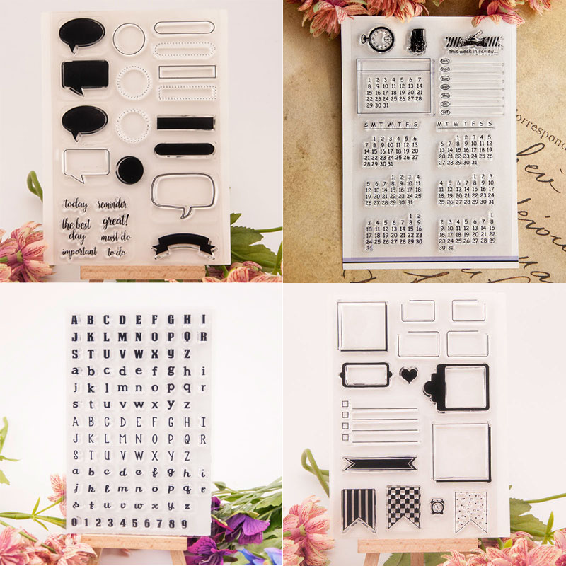 手帐创意透明印章 标签系列 英文字母卡片相册学生手工装饰素材