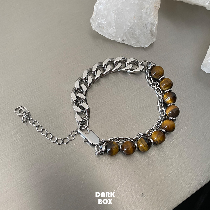 DARKBOX 暗盒 石头手串链子拼接手链大理石渐变简约时尚潮ins钛钢