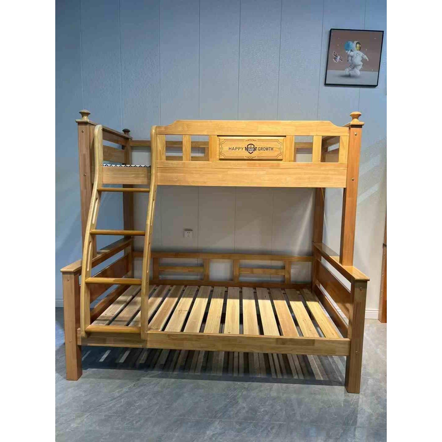 复式二楼床小户型儿童床字母1米8大双层床上下床实木全实木子母床