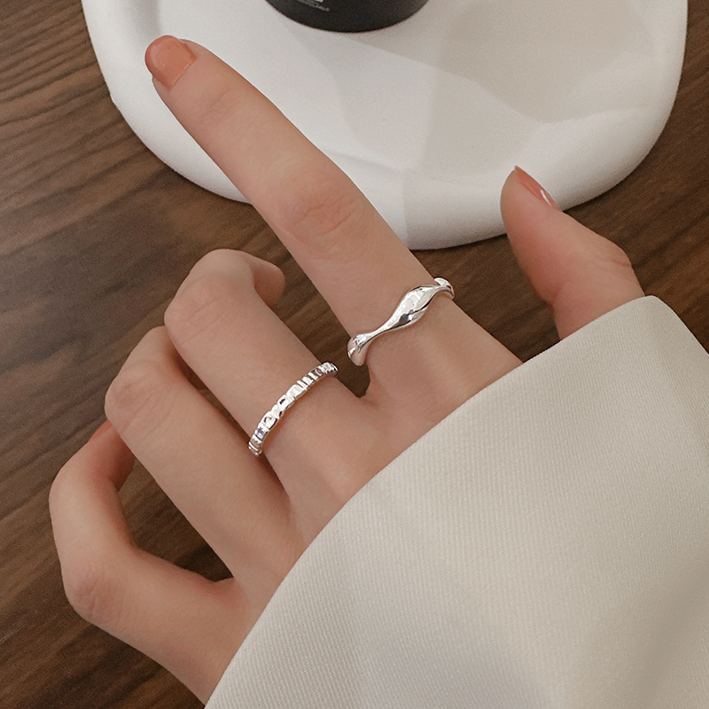 Z小姐925纯银不规则混搭食指戒指女小众设计2024年新款潮开口指环