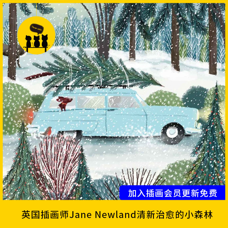 【1440】英国插画师Jane Newland清新治愈的小森林图片素材400张