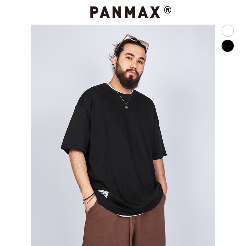 PANMAX大码男装短袖纯棉T恤休闲宽松美式潮牌百搭透气宽松胖加大