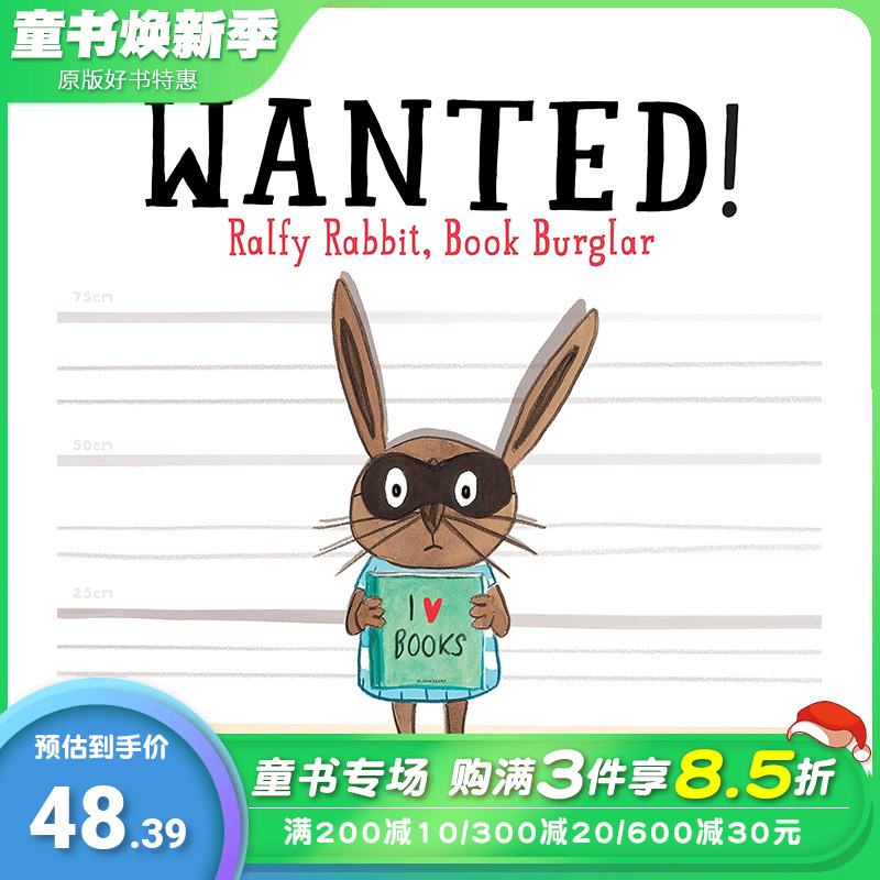 【预售】英文原版 想要的!兔子拉尔夫，偷书贼 Wanted! Ralfy Rabbit, Book Burglar 儿童英语绘本图画书 进口图书 善优童书