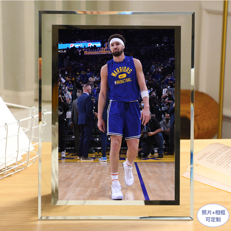 汤普森库里水晶相框 含6寸照片 NBA金州勇士水花兄弟玻璃摆台画框