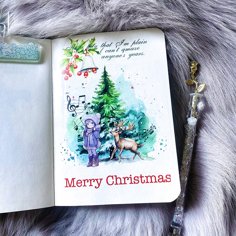 自制圣诞素材冬季可爱人物万圣节暗黑人物手帐拼贴素材A4pet和纸