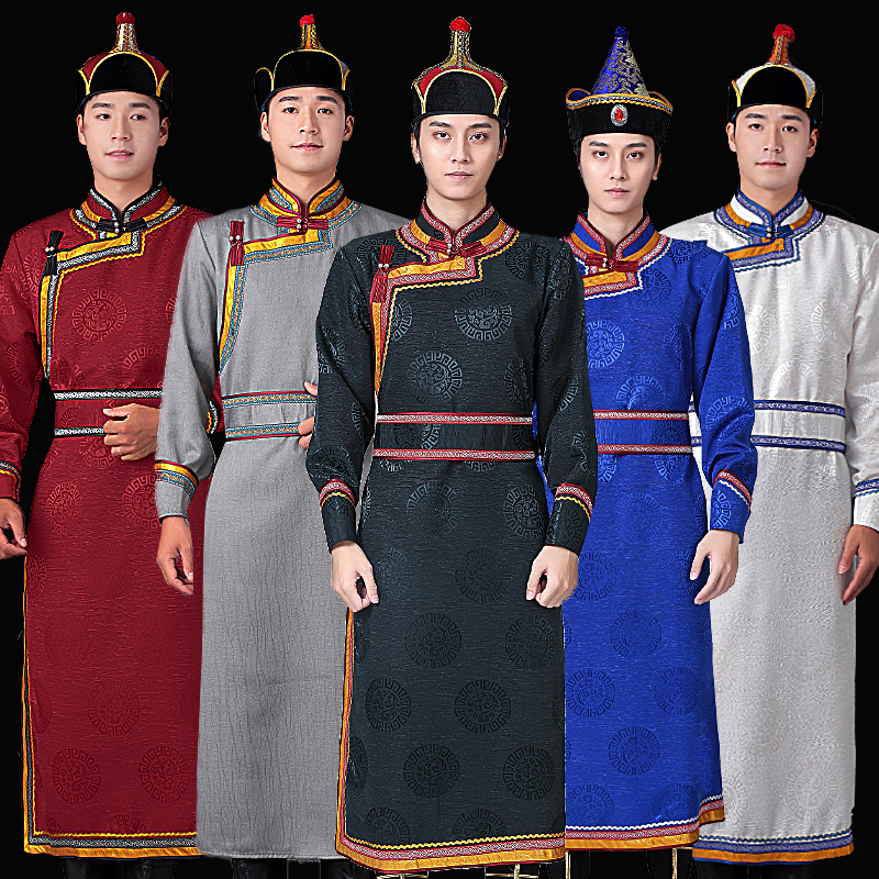 2023新款蒙古服装男蒙族蒙古袍男士长款蒙古服日常生活装表演出服