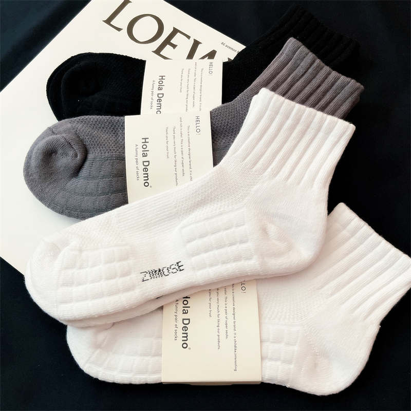 袜子男士中筒袜纯棉透气高品质白色运动袜短袜男毛巾底篮球袜防臭