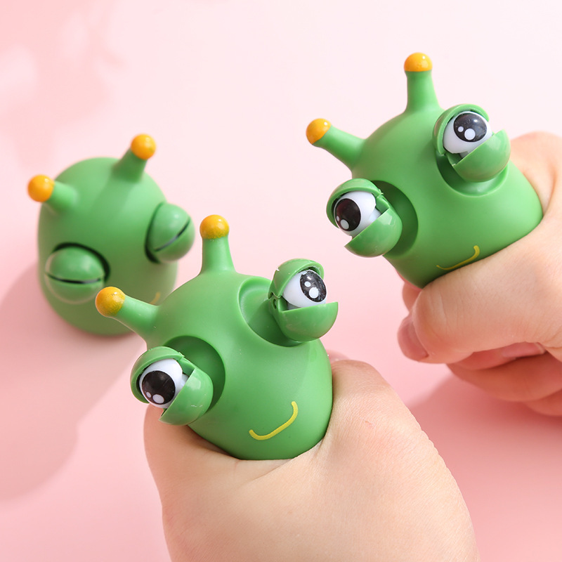 爆款解压玩具菜虫玩具爆眼菜虫绿色小虫子挤眼玩具减压益智