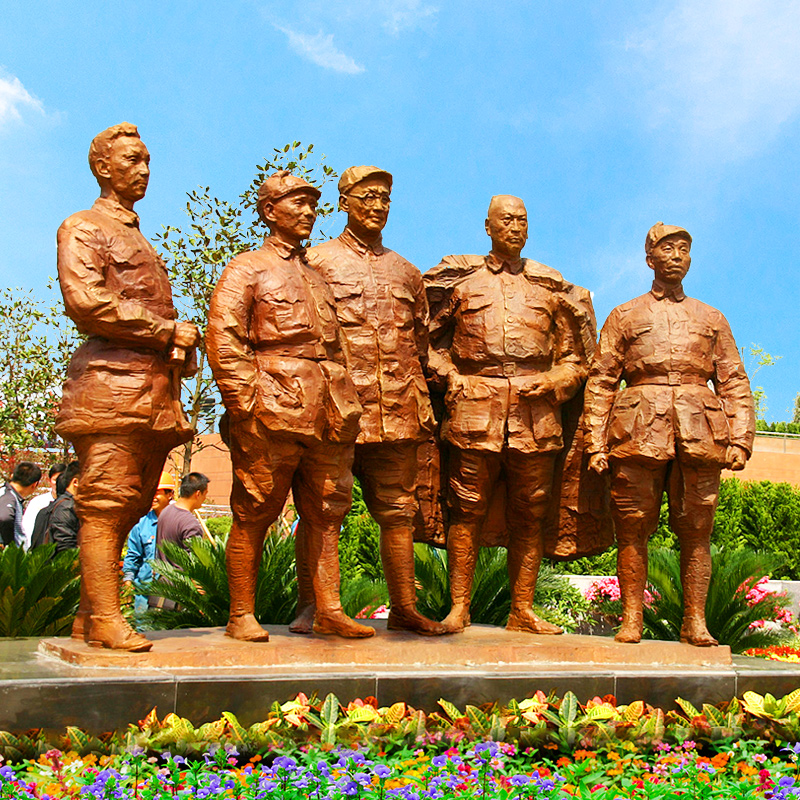 铸铜人物雕塑渡江战役大型抗战军人群雕户外玻璃钢金属地标雕像