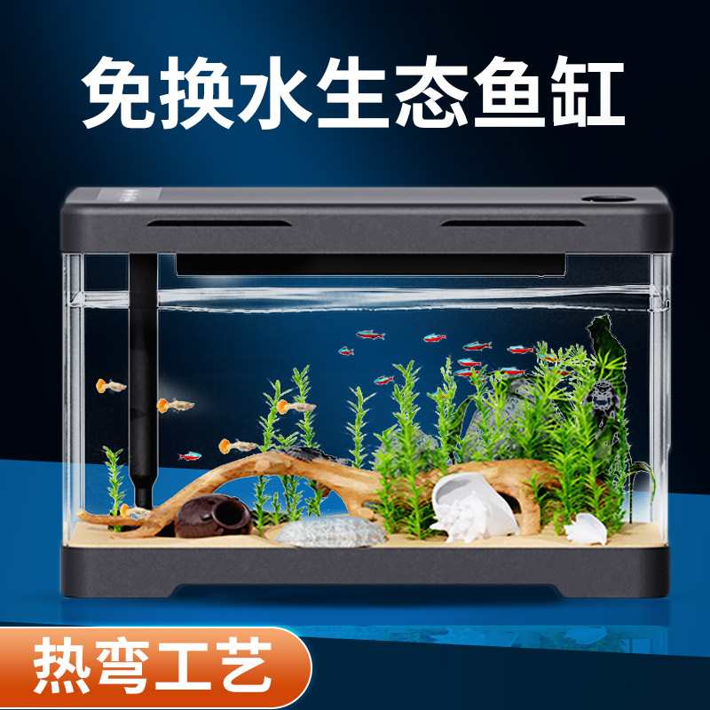 鱼缸小型客厅2023新款乌龟饲养缸龟缸生态鱼缸电视柜旁鱼缸溪流缸