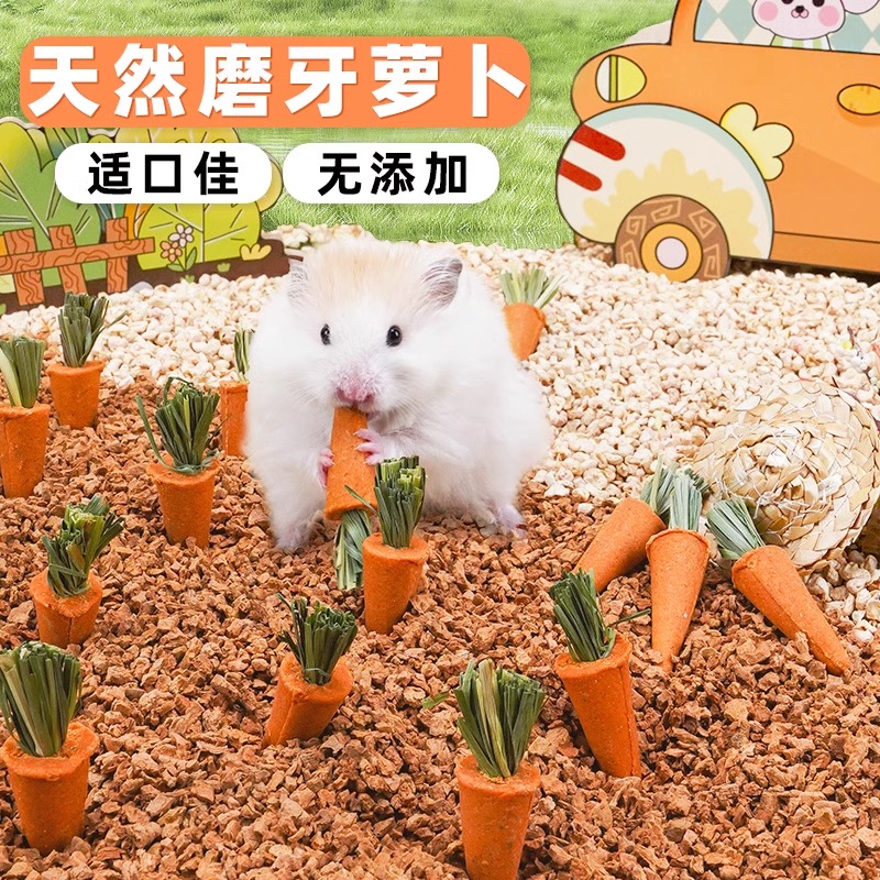 最萌仓鼠零食金丝熊磨牙棒胡萝卜兔子龙猫豚鼠食物造景用玩具大全