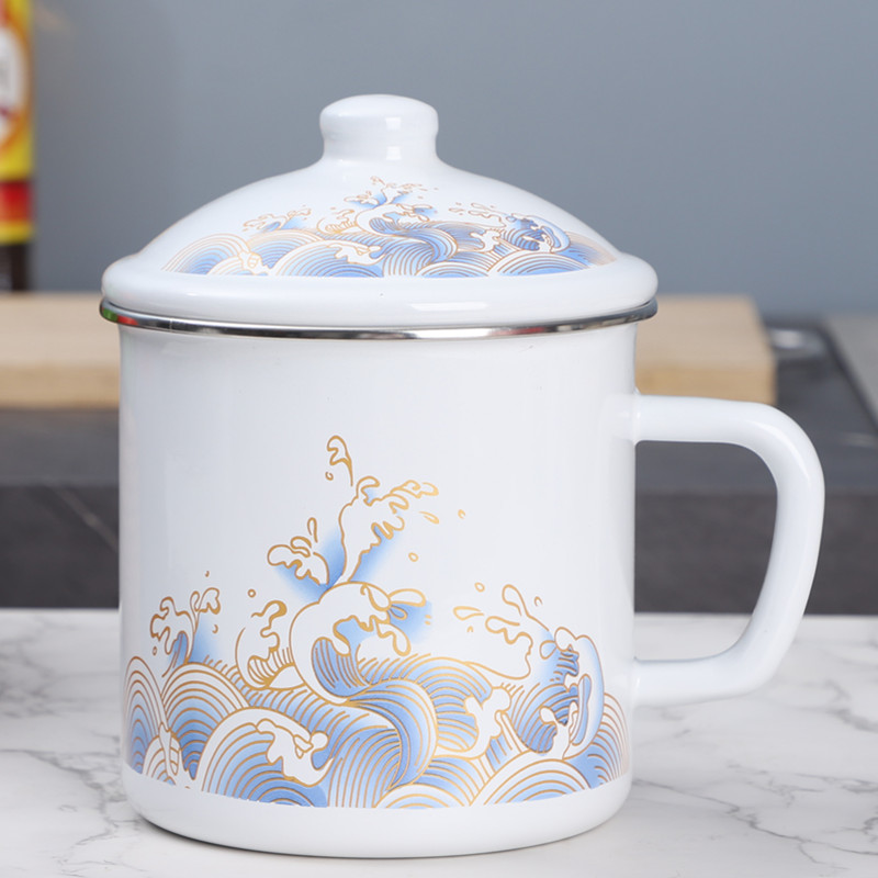 欧丽家珐琅搪瓷纯白搪瓷杯量大可印logo搪瓷杯复古铁瓷茶缸茶缸子