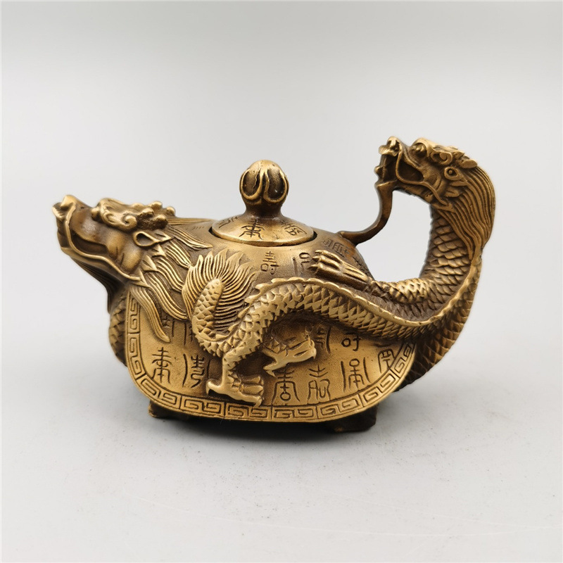 黄铜龙龟壶铜器摆件铜壶黄铜龙龟酒壶水壶黄铜工艺品铜器艺术品