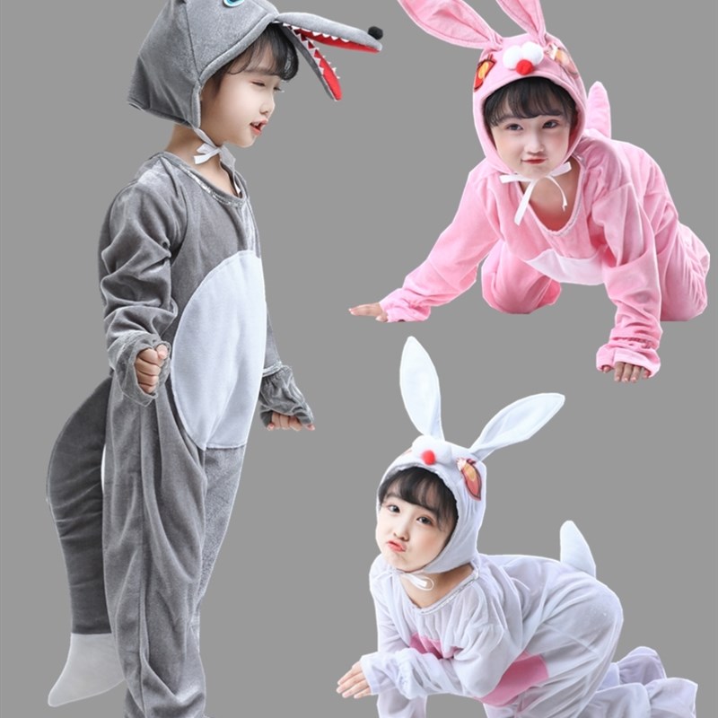 网红万圣节儿童小兔子演出服小白兔子动物表演服装幼儿园舞台舞蹈