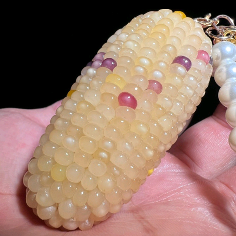 文玩玉米手把件宝石多彩玉米小玉米迷你拇指真玉米把件盘完文玩