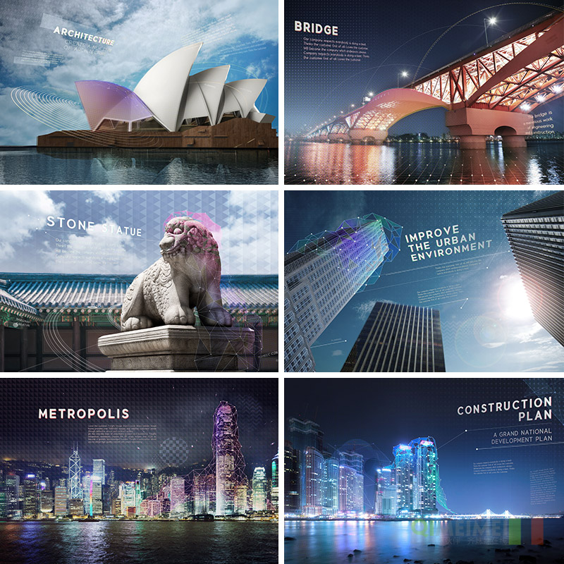 现代科技感网络线条城市建筑信息时代海报背景psd设计素材950910