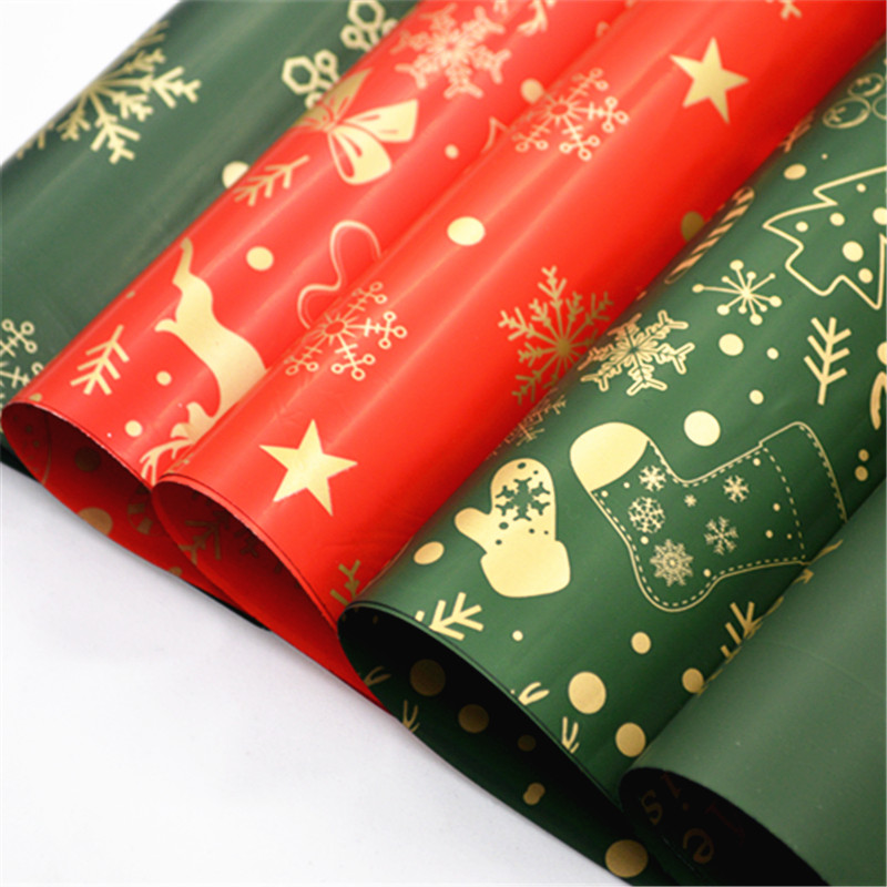 圣诞节礼物品包装纸防水玻璃纸平安夜苹果花束包花纸礼盒DIY材料
