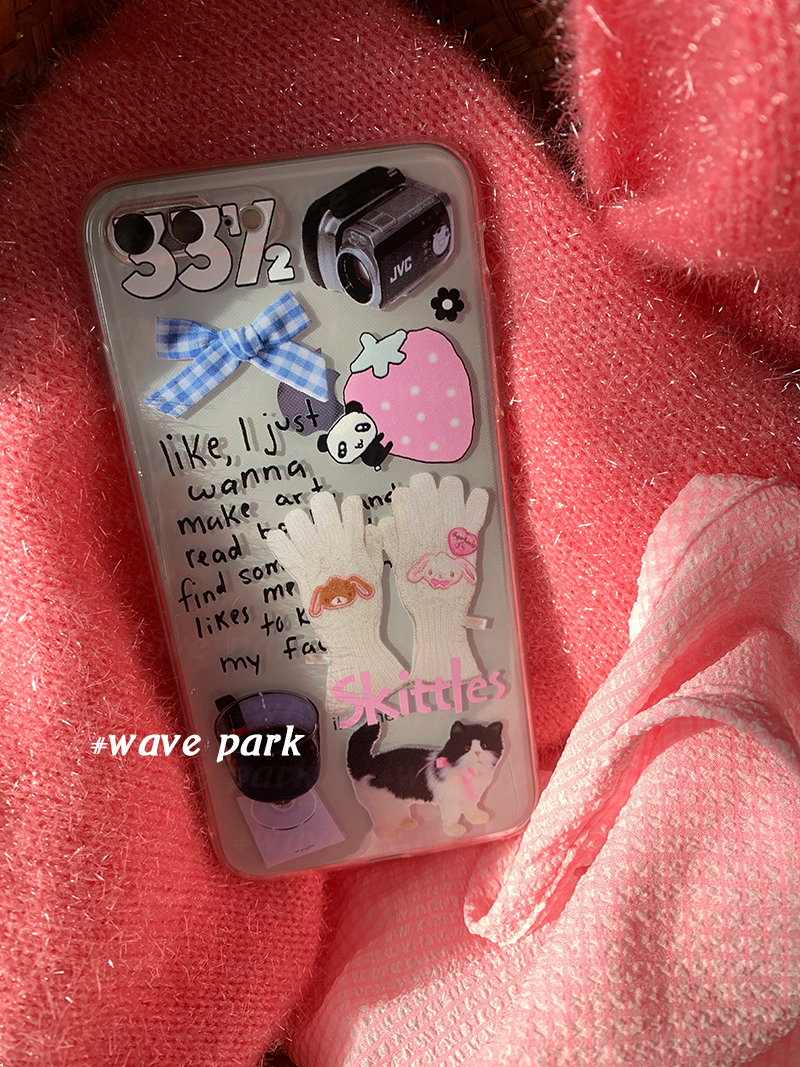 海浪公园【拍三免一】冬天白色毛绒手套猫咪适用于iPhone15promax手机壳tpu透明软壳华为