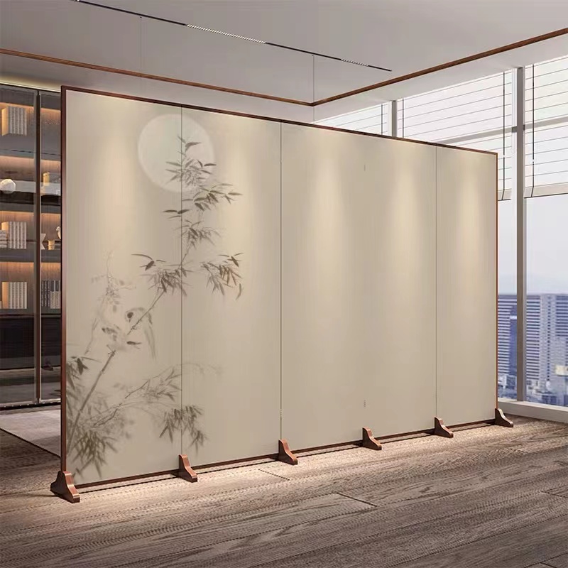 新中式可折叠移动屏风隔断墙客厅玄关餐厅装饰遮挡办公室山水折屏