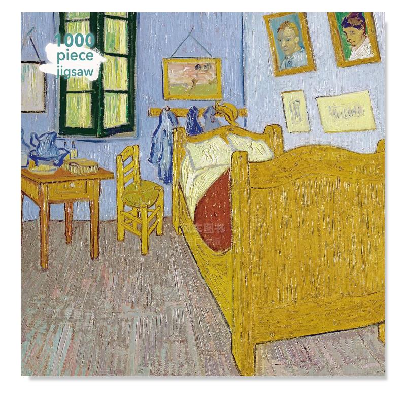 【WH】拼图1000片 梵高在阿尔勒的卧室 Vincent Van Gogh:Bedroom at Arles 进口原版减压Flame Tree火焰树拼图书艺术装饰画