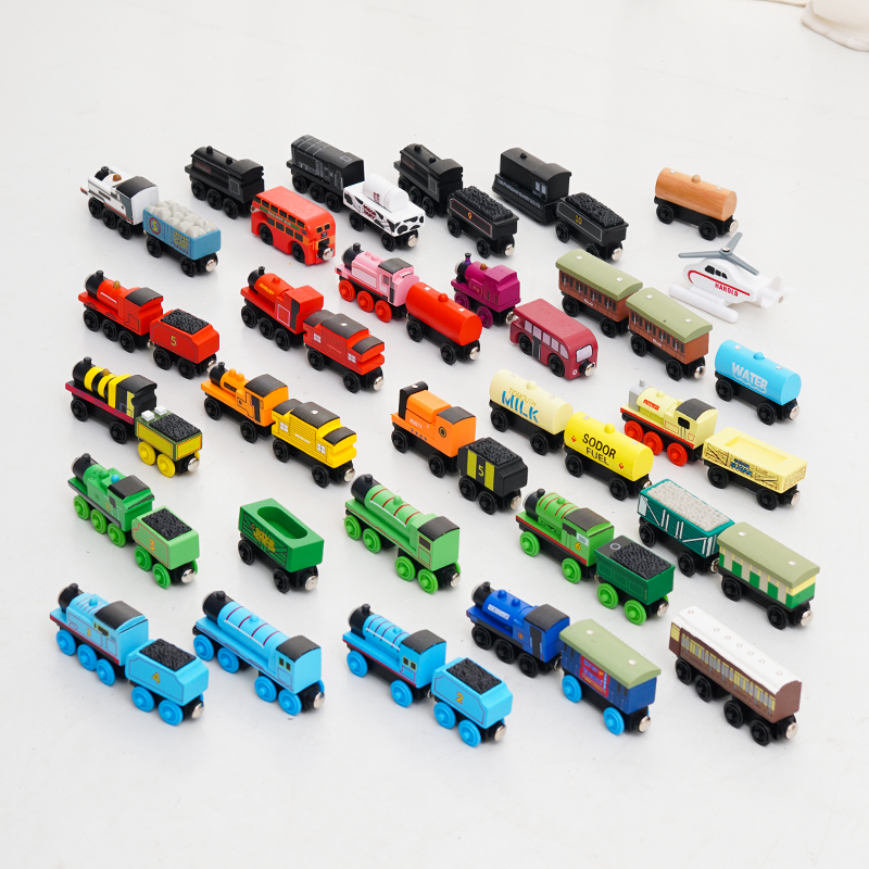 86款木制小火车磁性木头轨道配套小车1-24号益智积木勒酷小车玩具