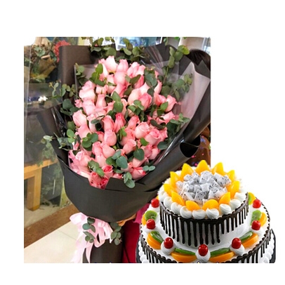 武汉市青山区白玉山钢花村钢都花园蛋糕店鲜花店配送生日蛋糕玫瑰