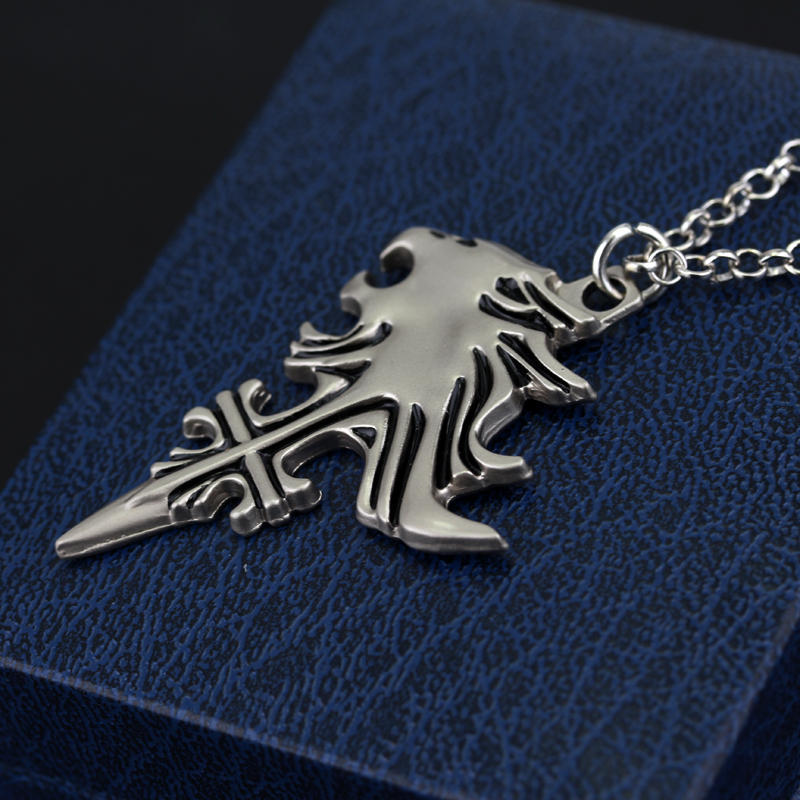 最终幻想8斯考尔FF14狮心套装狼头十字标项链吊坠 汽车钥匙扣挂件