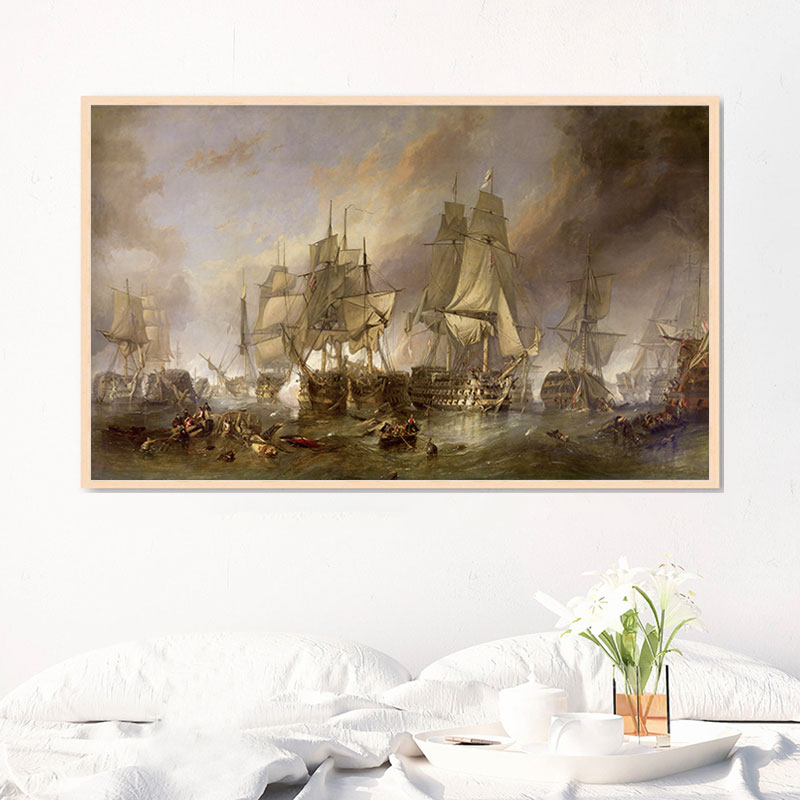 英国荷兰皇家海军海战战舰大航海时代印制厚布画芯怀旧油画装饰画
