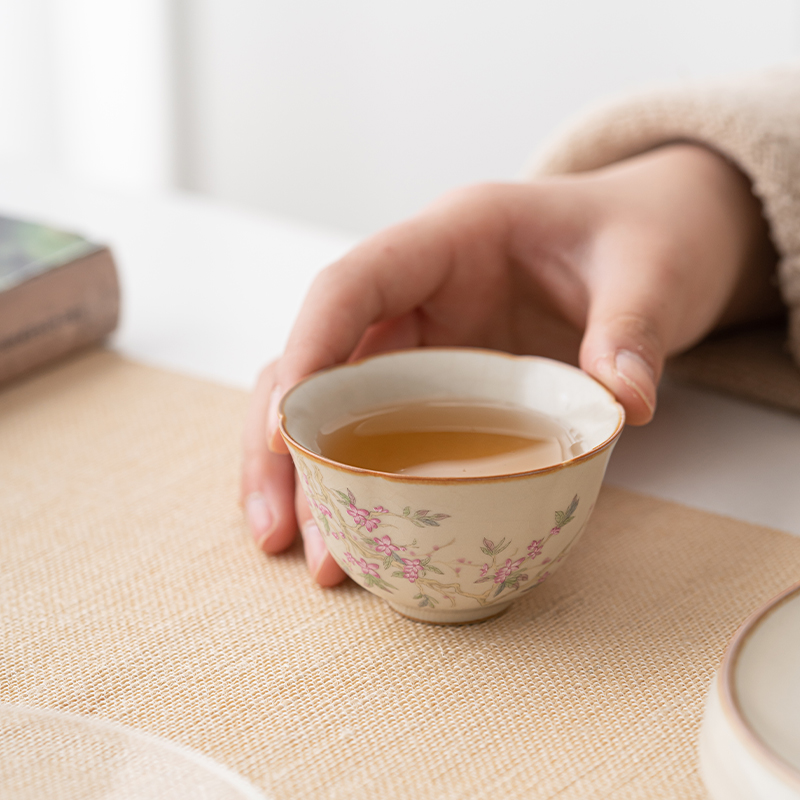 青花汝窑茶杯套装家用陶瓷主人杯单杯个人专用高档茶具品茗杯茶盏