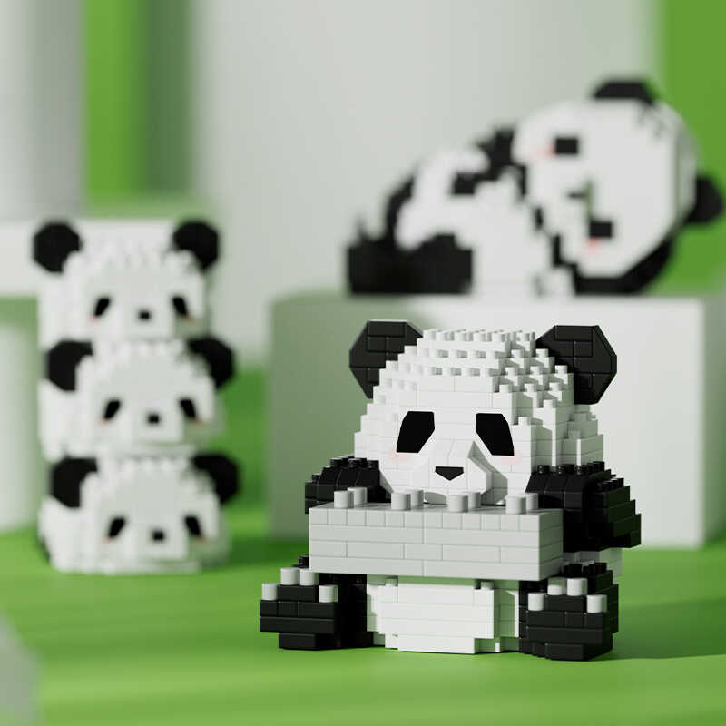 益智儿童礼物玩具熊猫积木花花微小颗粒拼装桌面摆件拼装拼图男孩