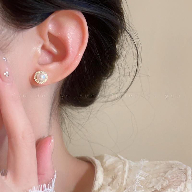 精致小巧简约珍珠锆石耳钉女小众设计高级感百搭气质银针耳环耳饰