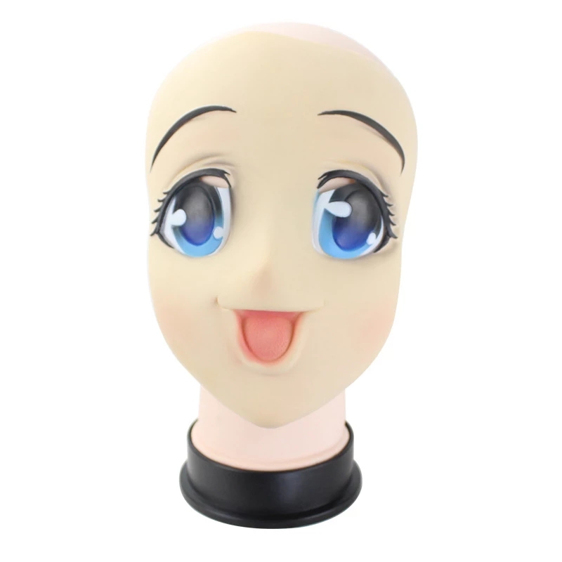 大眼睛女孩全脸乳胶面具卡通角色扮演日本动漫洛丽塔面罩变装娃娃