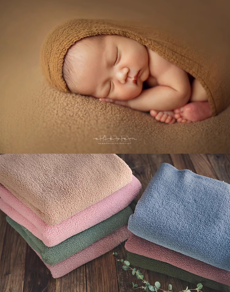 新生的儿摄影拍照主题服装道具宝宝摄影茄子颗粒羊绒柔软背影毯子