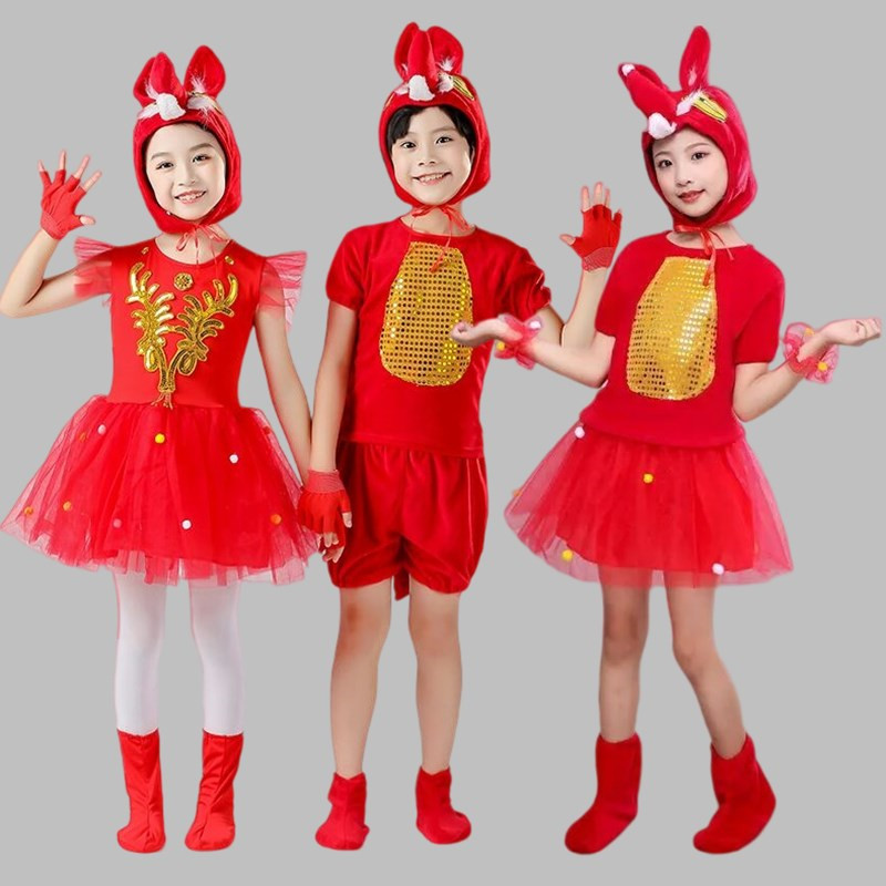 儿童狐狸表演服幼儿园动物演出小狐狸衣服红狐狸卡通舞蹈纱裙服装