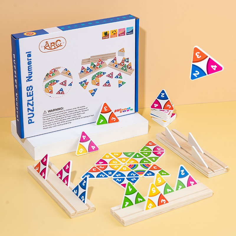 三角板多彩颜色数字拼图益智早教亲子互动专注力逻辑思维训练桌游