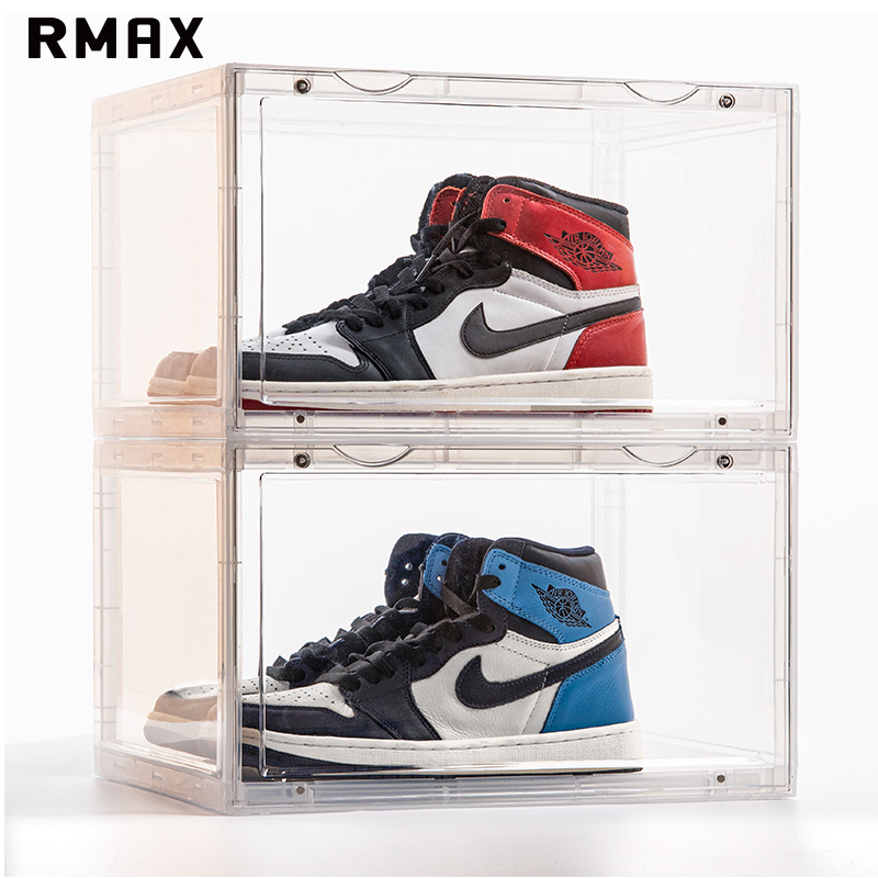 RMAX透明侧开鞋盒AJ球鞋展示亚克力磁吸收纳盒子塑料鞋柜网红鞋墙