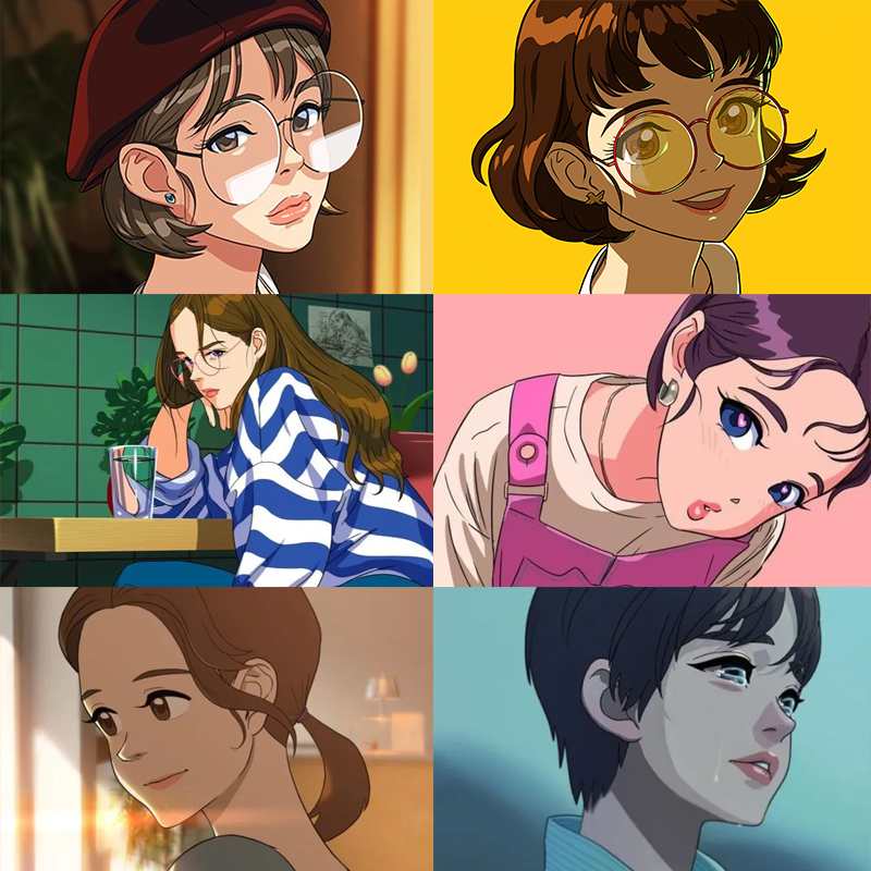 iPad动漫头像课表情生活插图动画脸部结构Procreate韩国插画教程