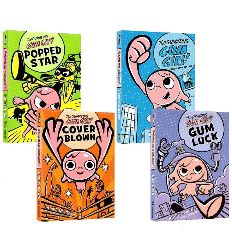 英文原版进口The Gumazing Gum Girl口香糖女孩系列4册 儿童英语课外阅读读物冒险故事桥梁章节漫画书Gum Luck/Popped Star