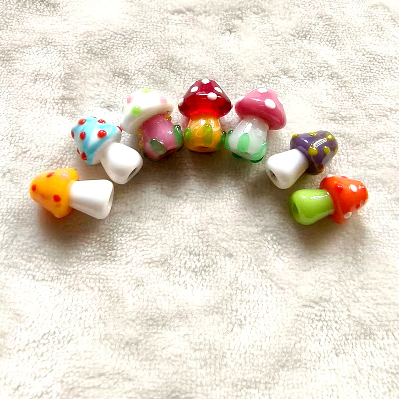 可爱多款小蘑菇琉璃珠日式项链手链发夹DIY各种配饰纯手工制作珠