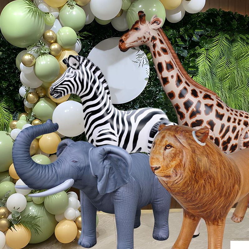 4D动物气球PVC长颈鹿斑马狮子兔 可爱森林系儿童生日汽球装饰布置