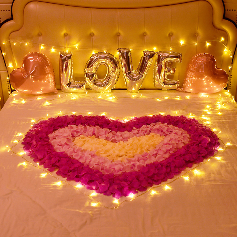 七夕情人节气球装饰酒店氛围布置房间玫瑰花瓣惊喜表白上生日装饰