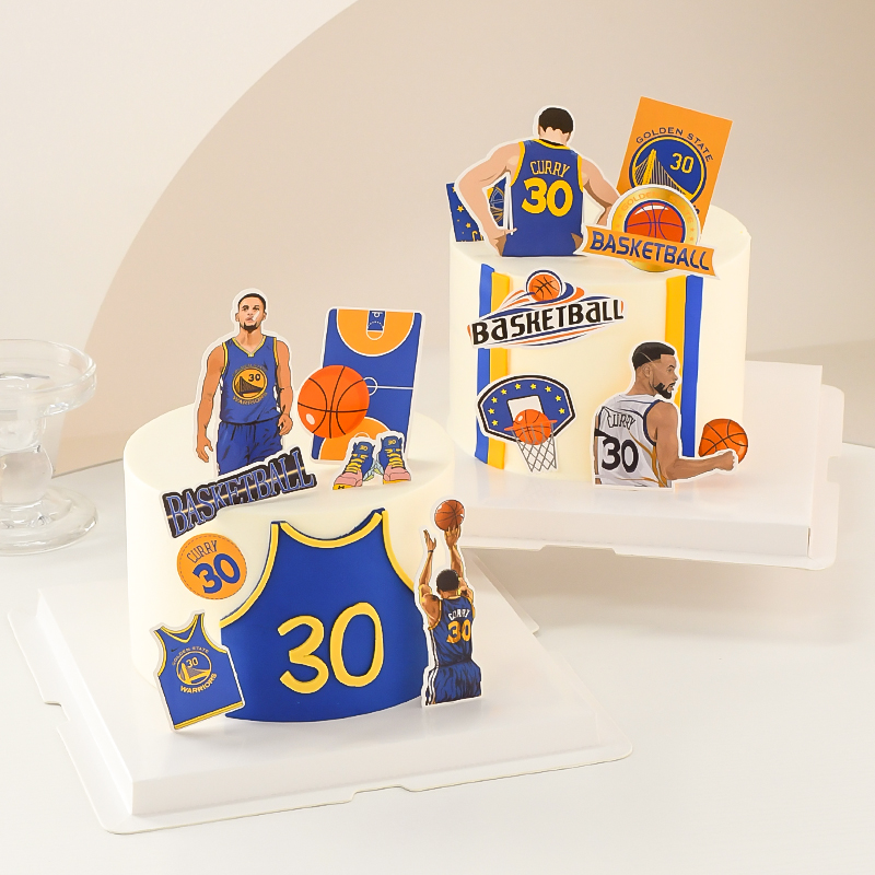 男神篮球生日蛋糕装饰摆件灌篮高手NBA库里打篮球框纪念插件插牌