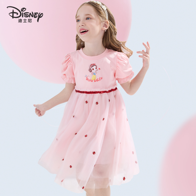 迪士尼女童连衣裙2024夏装新款裙子儿童网纱裙白雪公主洋气蓬蓬裙